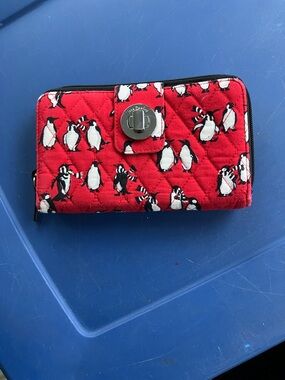 Vera Bradley Red Quilted Playful Penguin Quilted  Wallet
